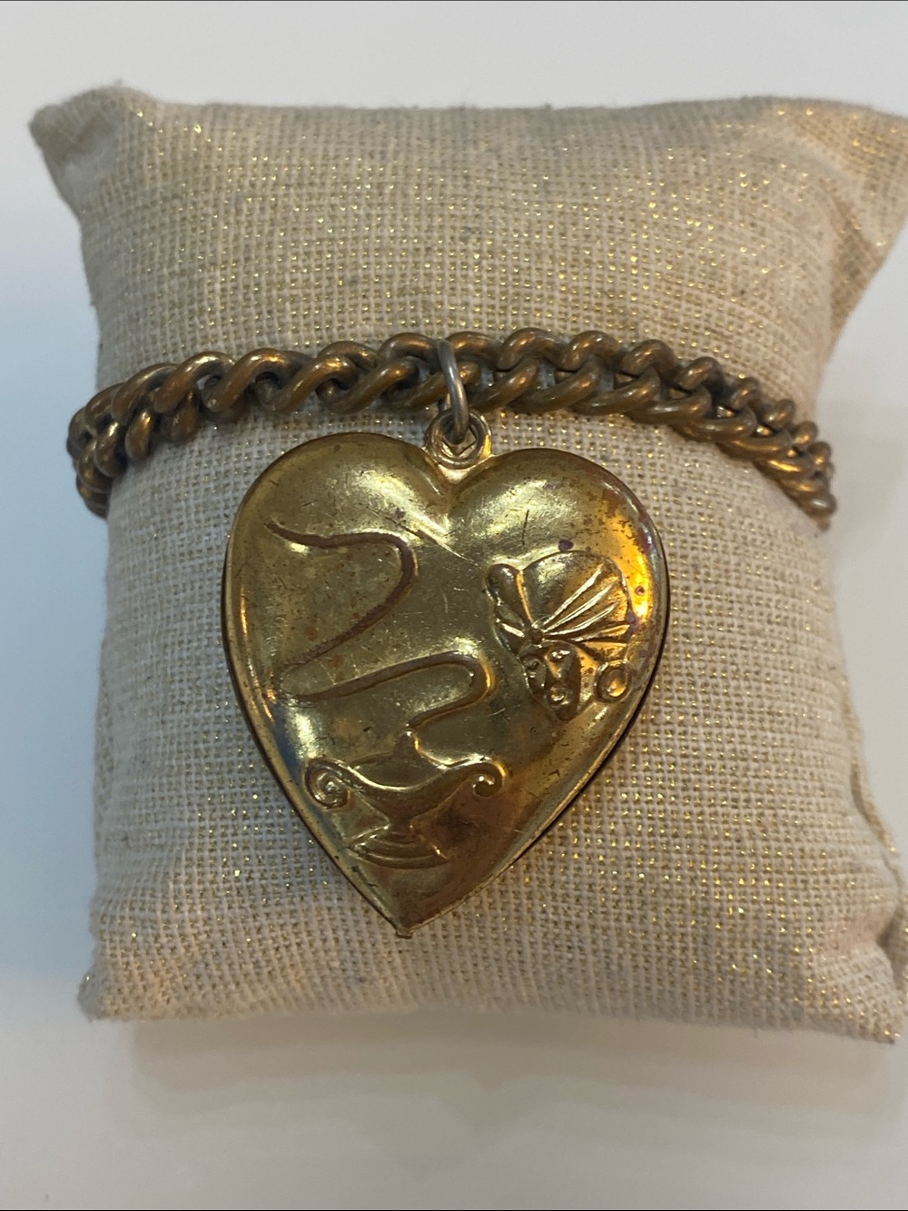 Vintage chunky heart bracelet